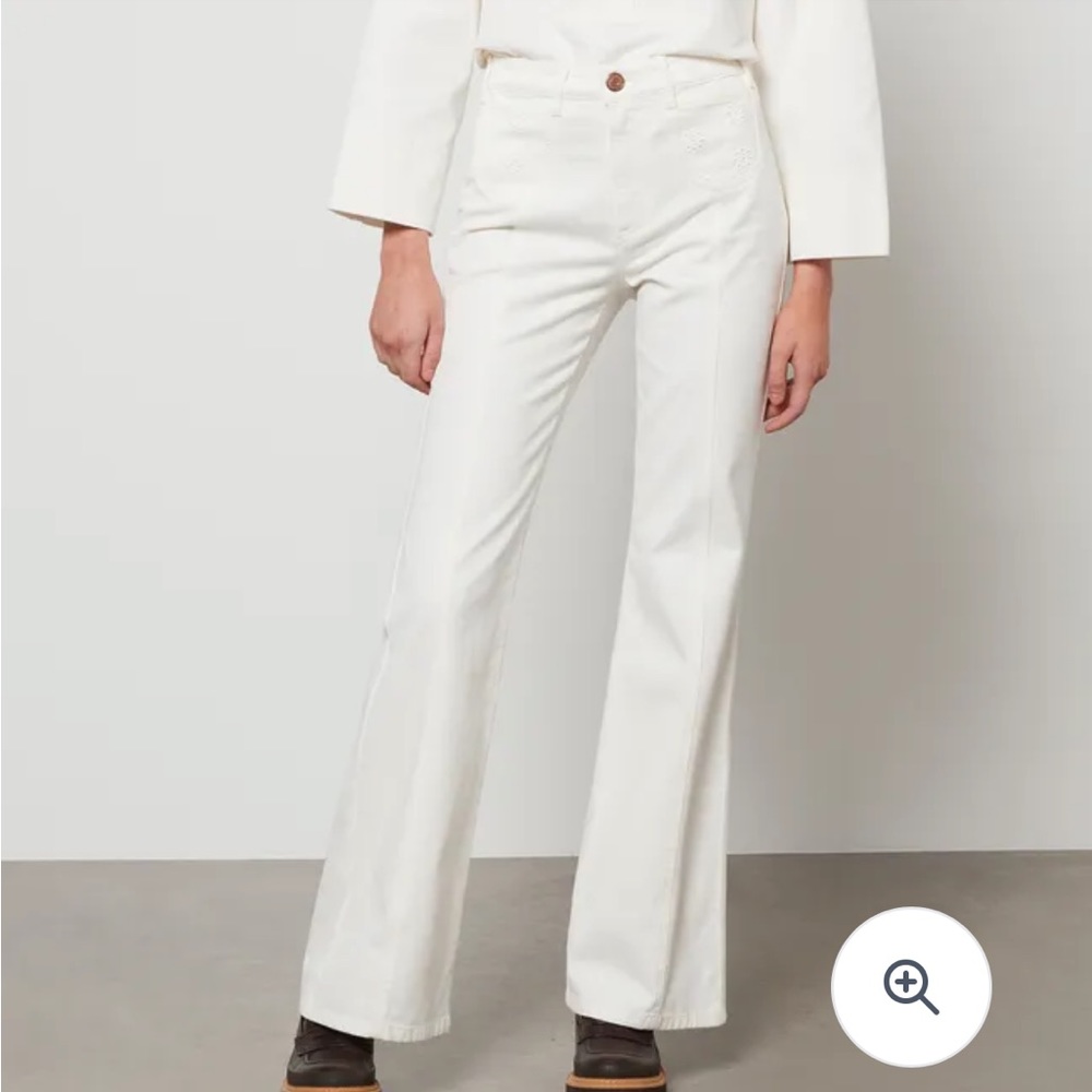NWT See By Chloé Women's Broderie Anglaise Denim Jeans - White